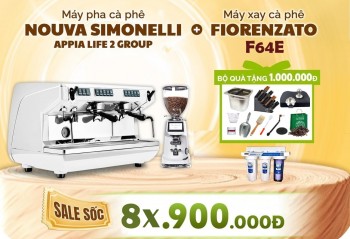 Combo máy pha Nouva Life 2G và máy xay cà phê Fiorenzato F64E